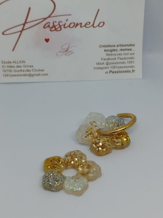 Pampille fleurs pailletées